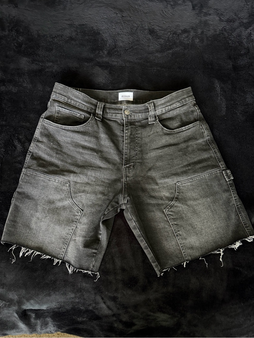 Hudson Jeans Black Washed Denim Carpenter Shorts Size 32